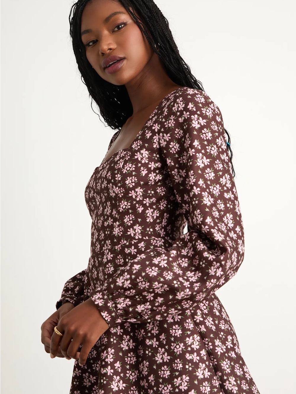 Lulus Daily Affection Brown Floral Corduroy Mini Dress With Pockets - Picture 6 of 6